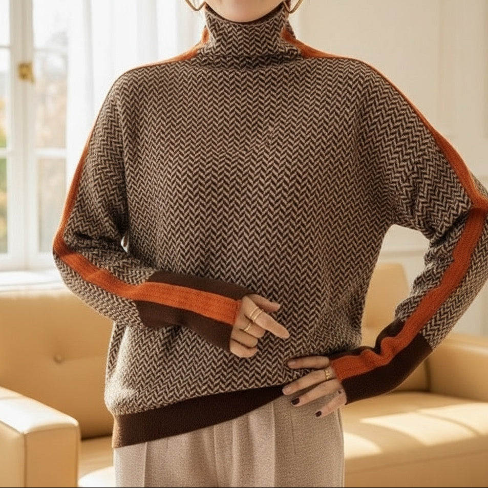 Herringbone Luxe Turtleneck