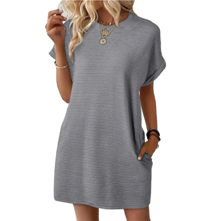 Eva – Casual Minimalist Round Neck Spring Dress