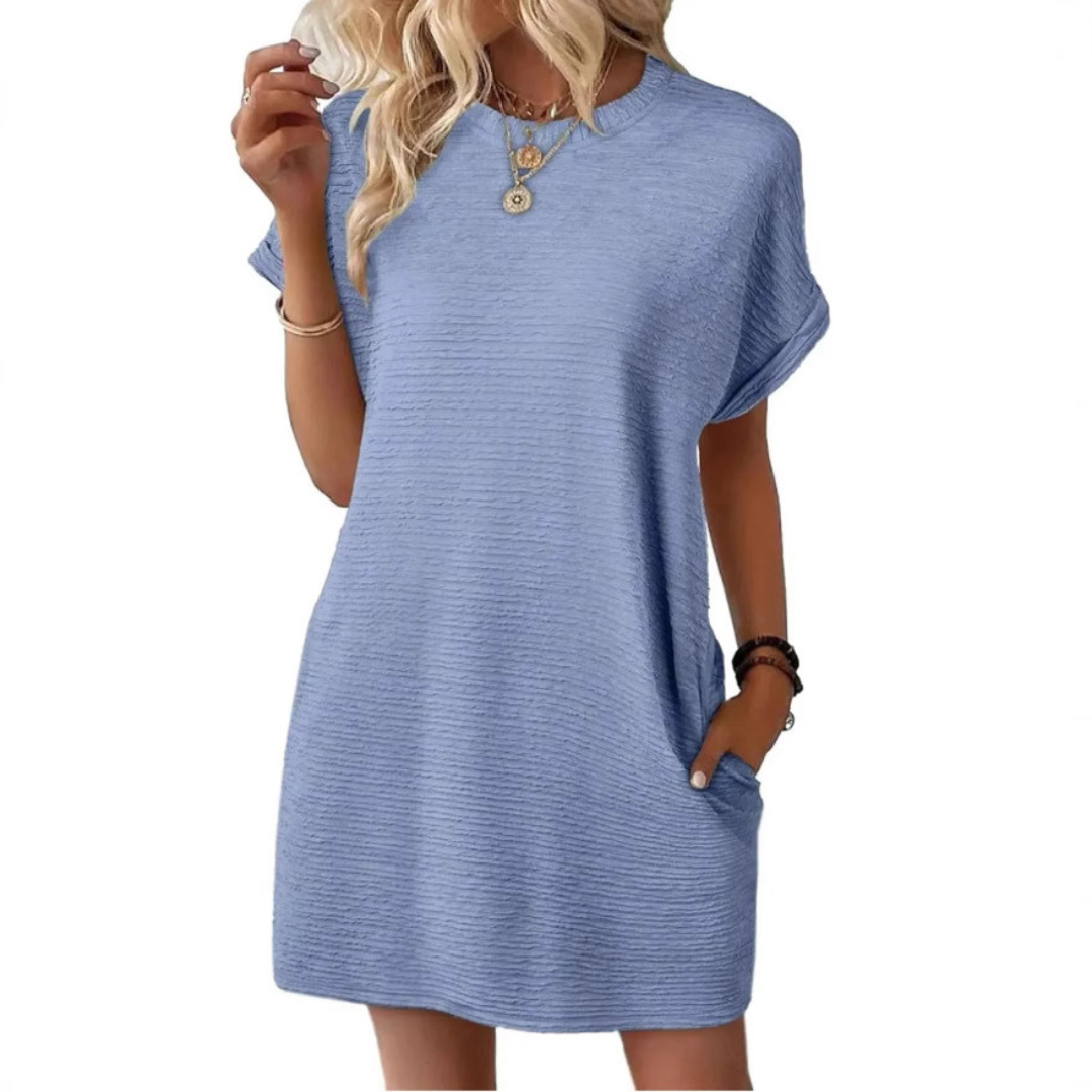 Eva – Casual Minimalist Round Neck Spring Dress