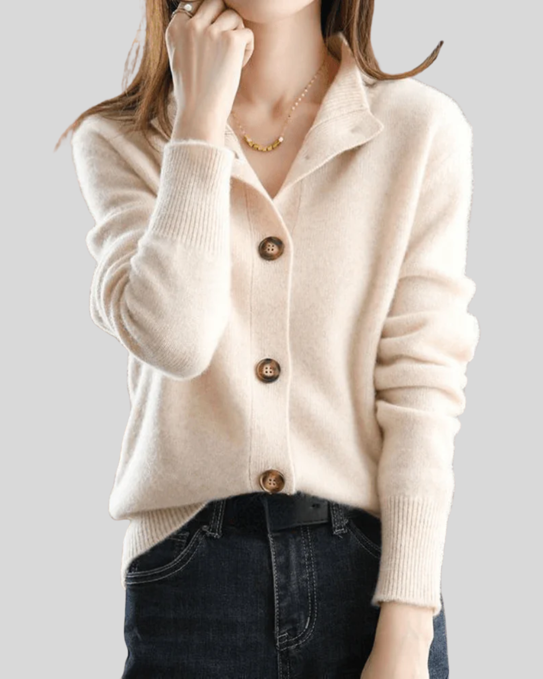 Retro-Style Cashmere Cardigan