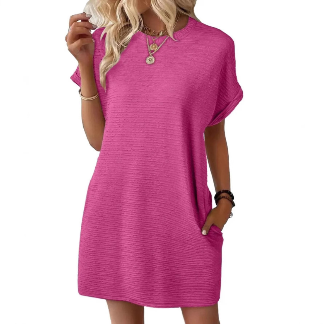 Eva – Casual Minimalist Round Neck Spring Dress