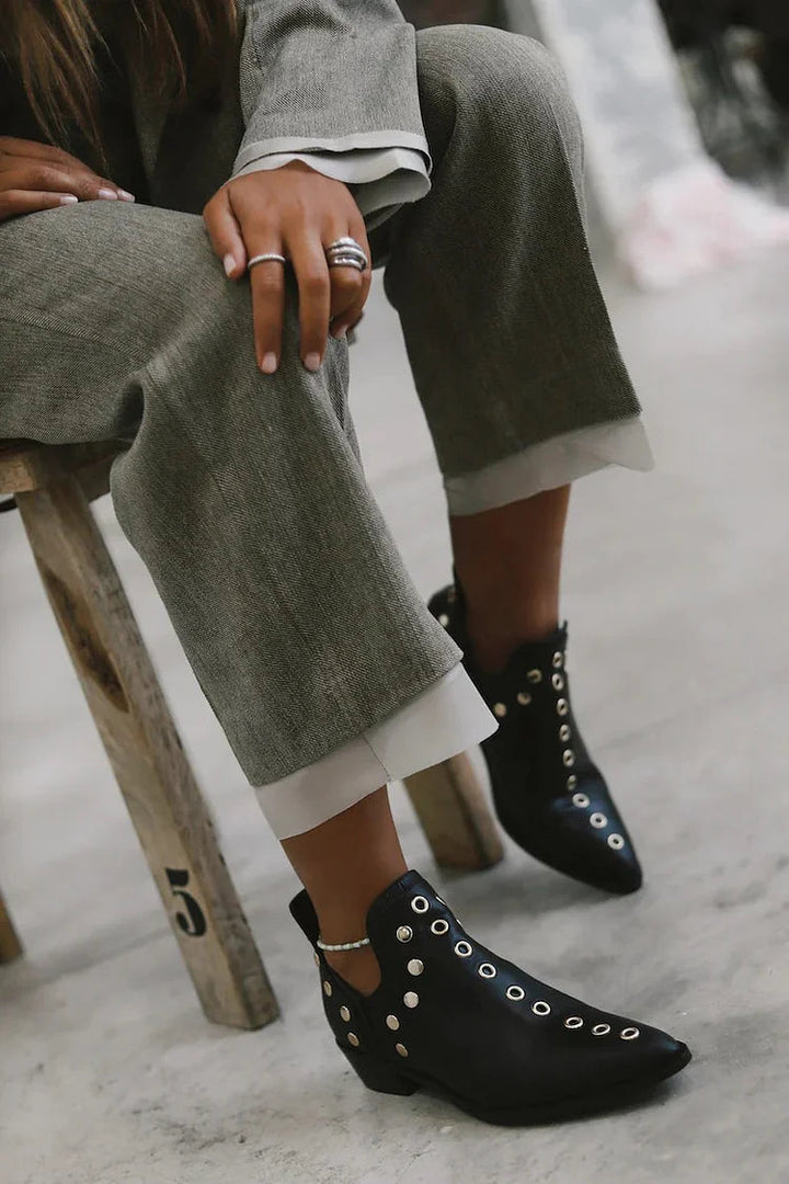 Pointed Studded Ankle Boot