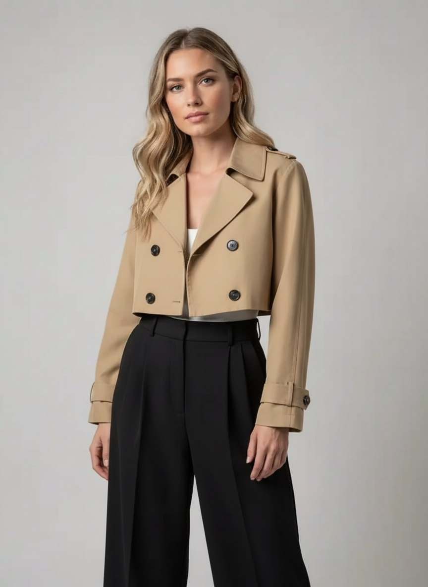Cropped Dames Trench Jacket