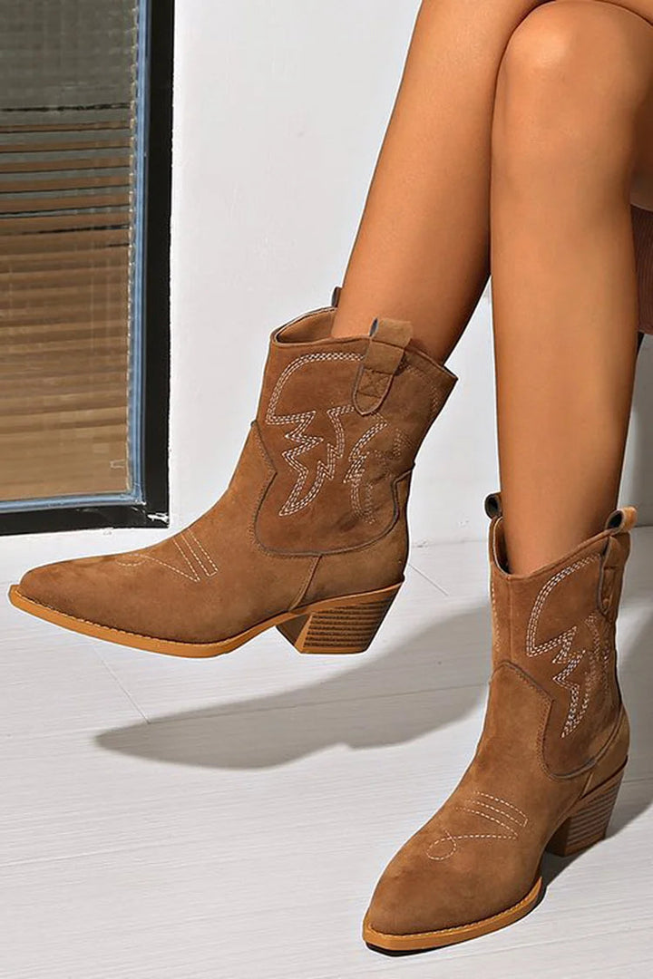Pointed Western Ankle Boot