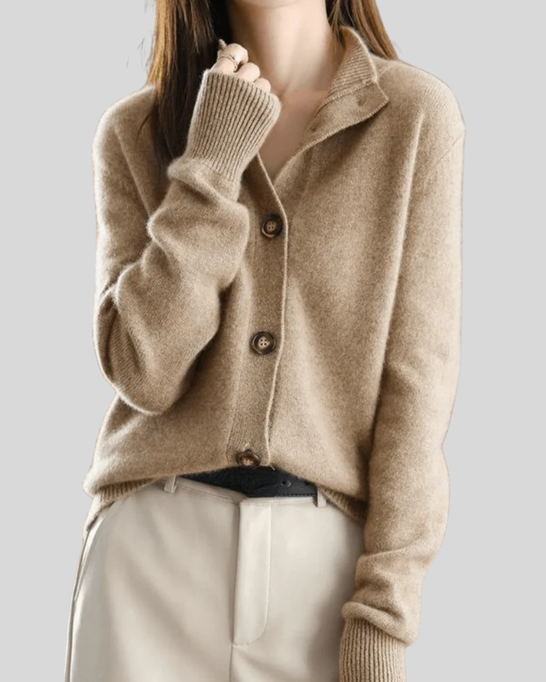 Retro-Style Cashmere Cardigan
