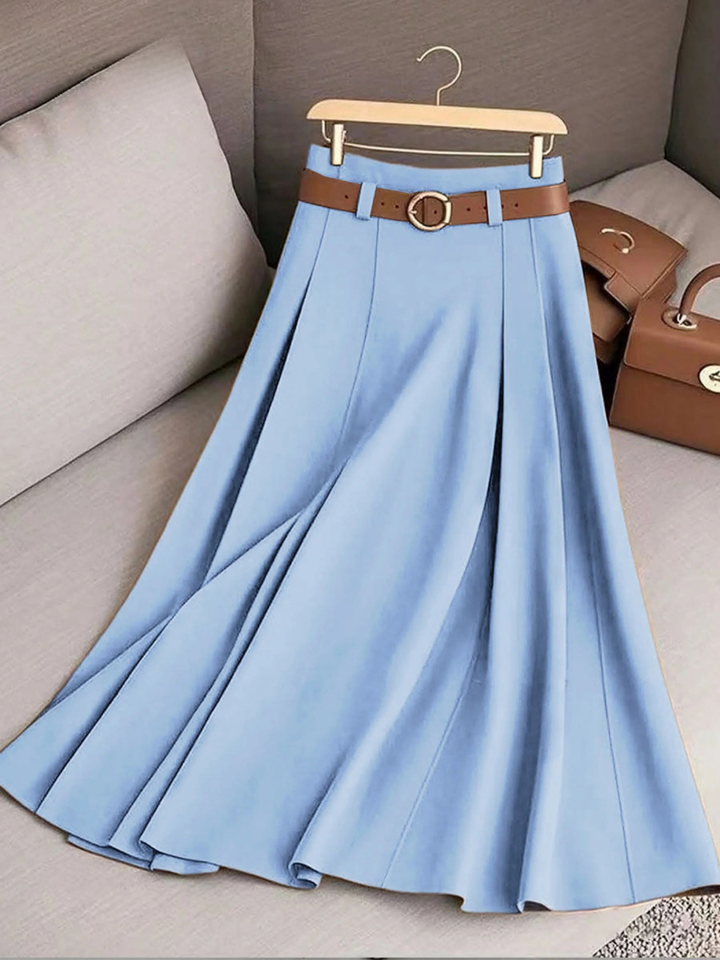 Women's Solid Color High Waist A-Line Casual Skirt
