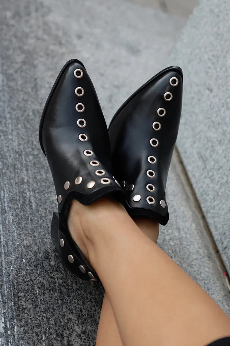 Studded Ankle Boot With Wide Heel