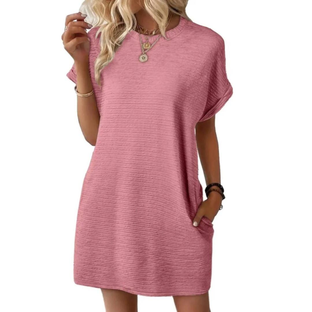Eva – Casual Minimalist Round Neck Spring Dress