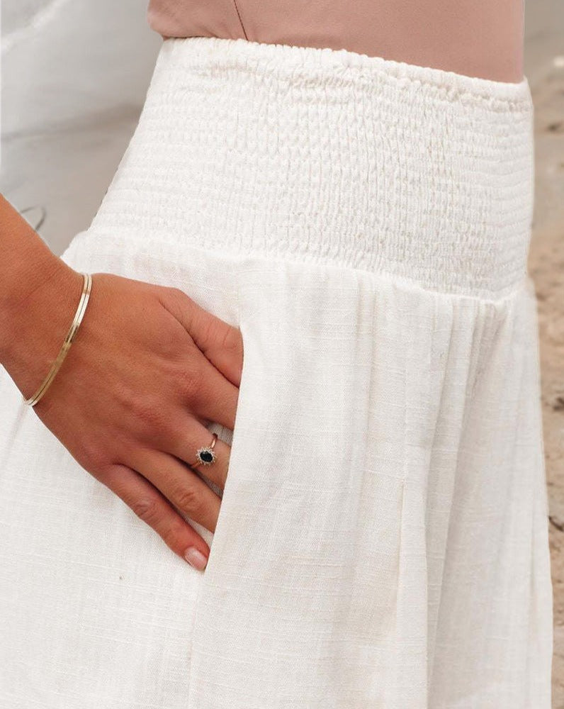 High waist cotton pants