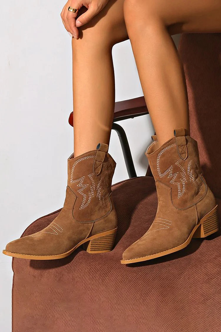 Pointed Western Ankle Boot