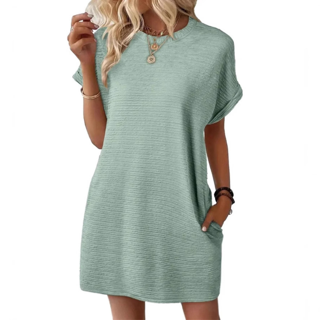 Eva – Casual Minimalist Round Neck Spring Dress