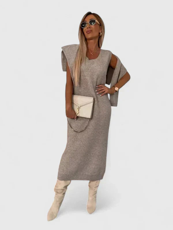 Elegant Dress and Turtle Neck Sweater Set