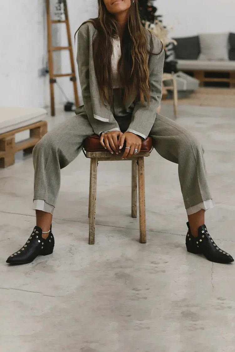 Pointed Studded Ankle Boot