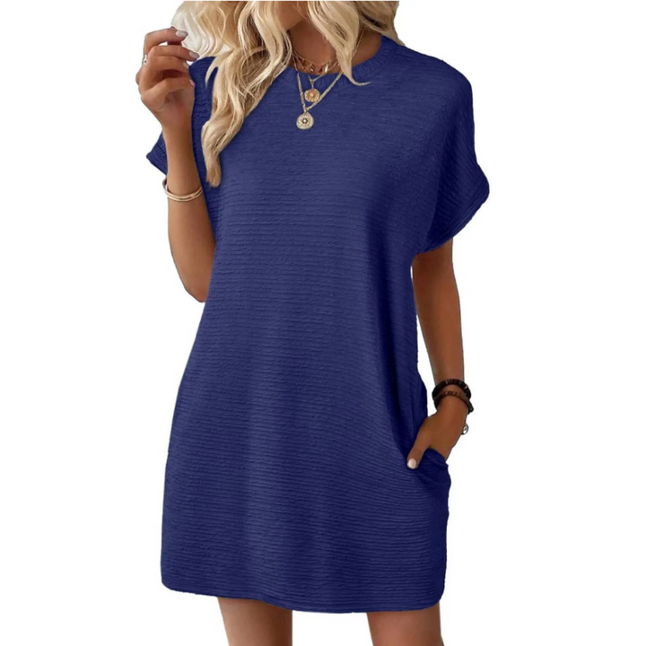 Eva – Casual Minimalist Round Neck Spring Dress