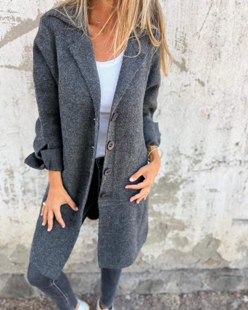 Casual long coat with lapels