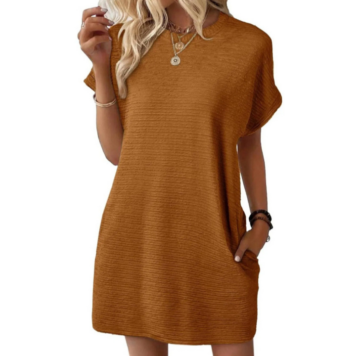 Eva – Casual Minimalist Round Neck Spring Dress