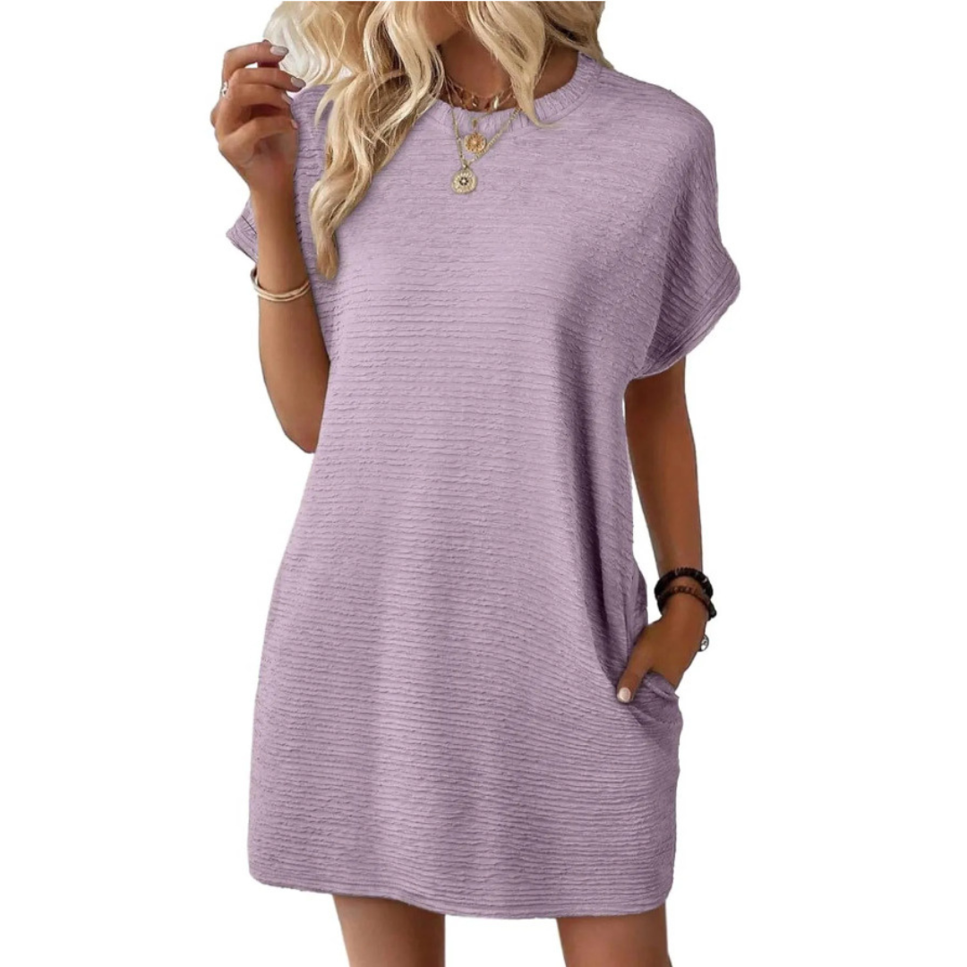 Eva – Casual Minimalist Round Neck Spring Dress