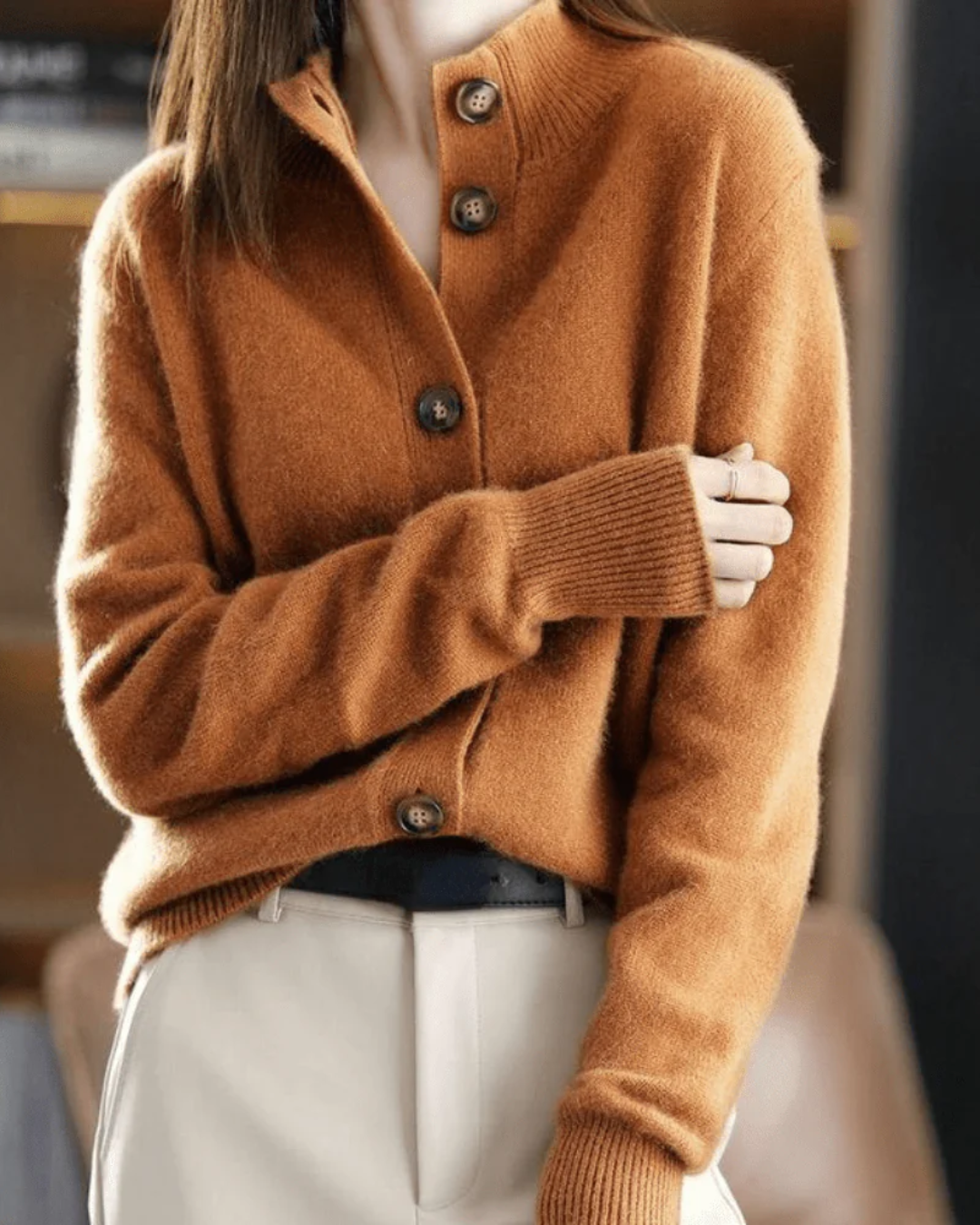 Retro-Style Cashmere Cardigan