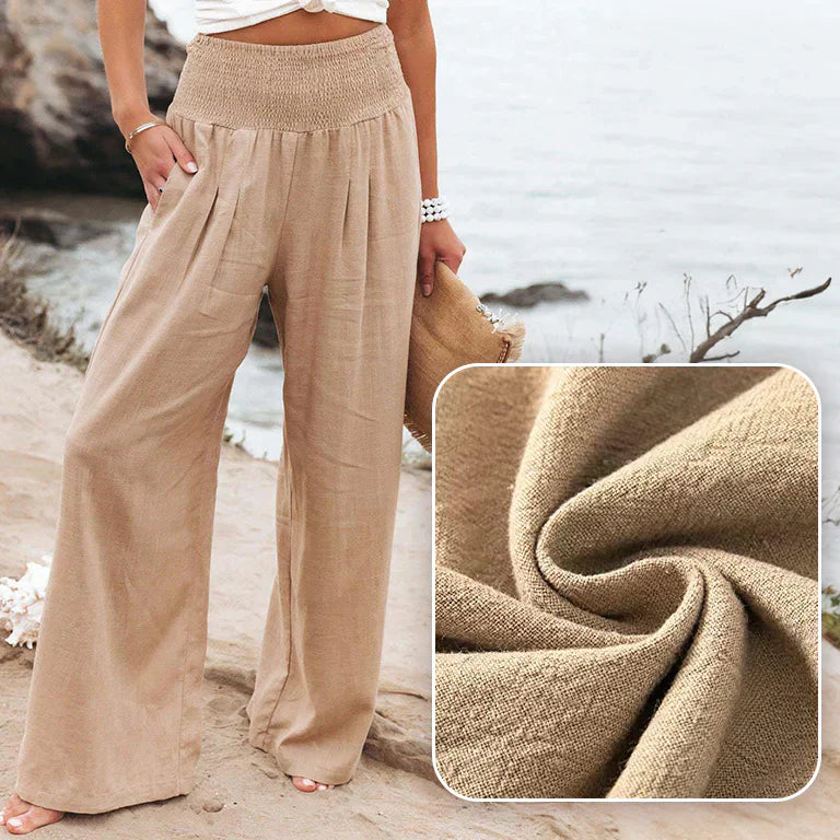 High waist cotton pants