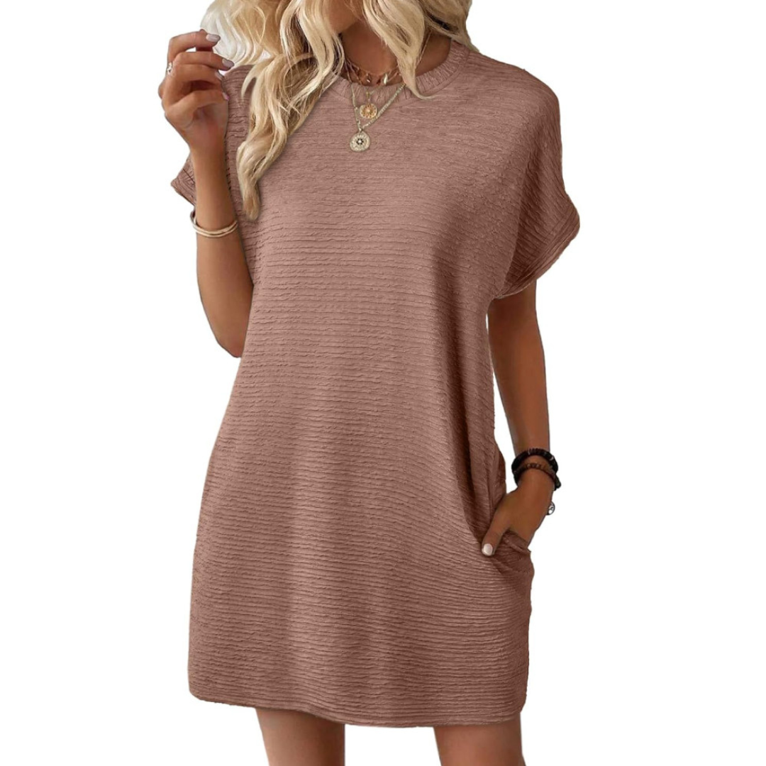 Eva – Casual Minimalist Round Neck Spring Dress