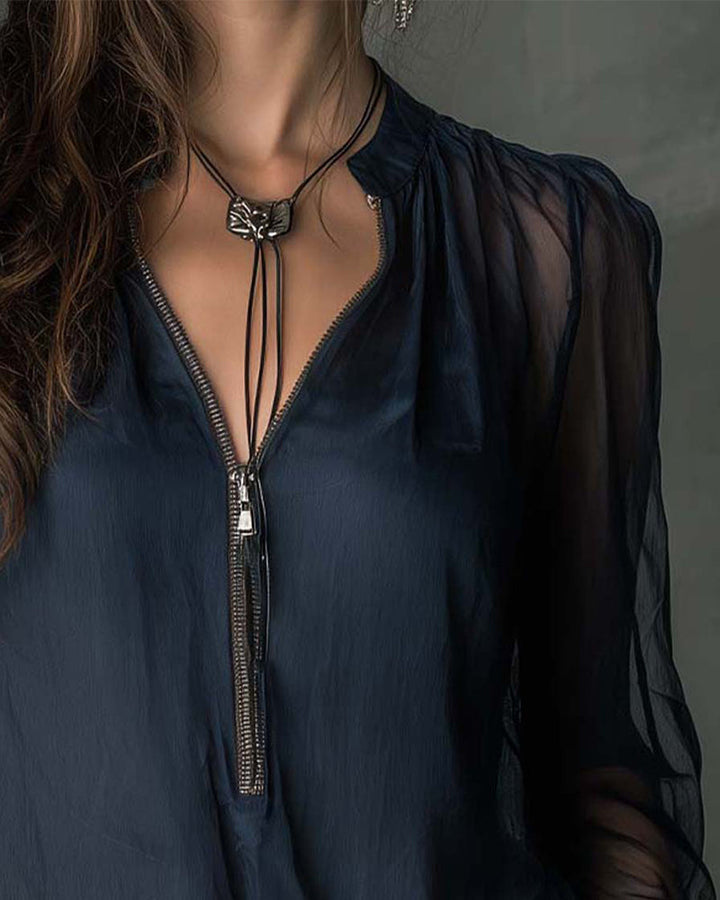 Helen | Half-Zip Blouse Long Sleeve Knit