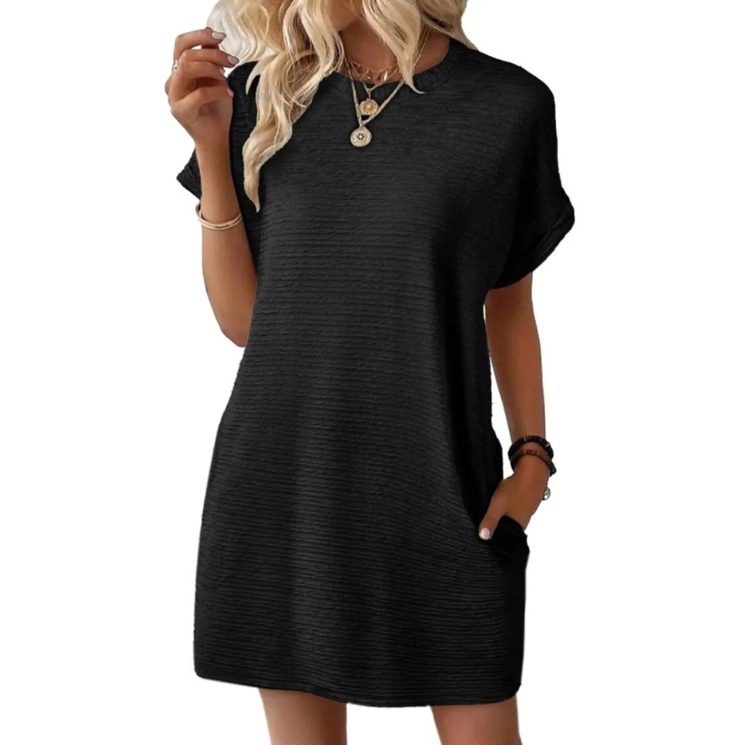 Eva – Casual Minimalist Round Neck Spring Dress