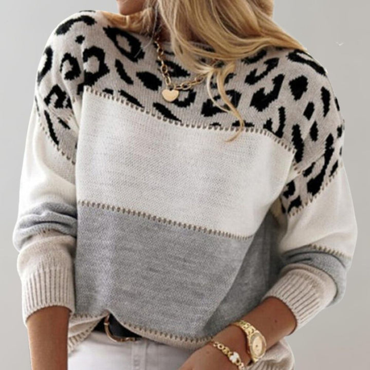 Leopard Accent Knit Sweater
