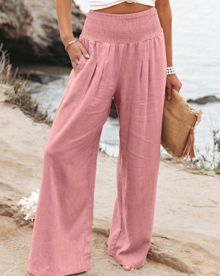 High waist cotton pants