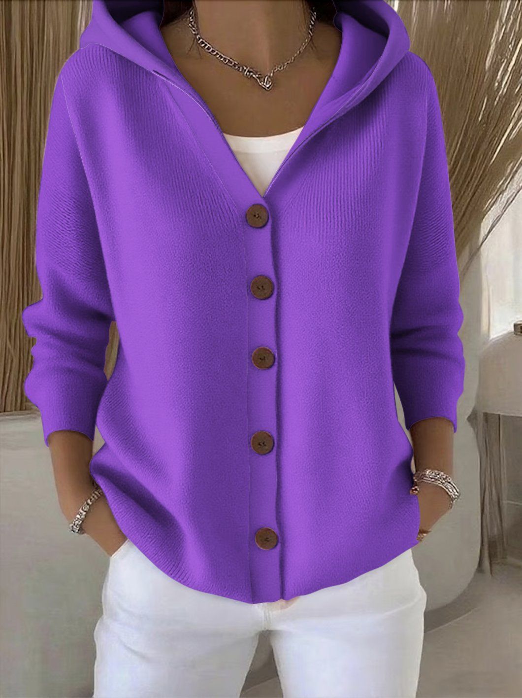 Soft Hooded Knit Cardigan