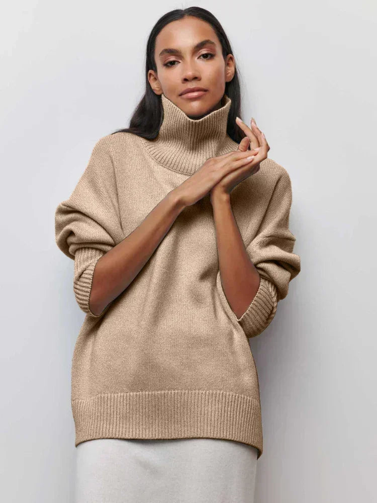 Elegant Oversized Turtleneck Knit Sweater