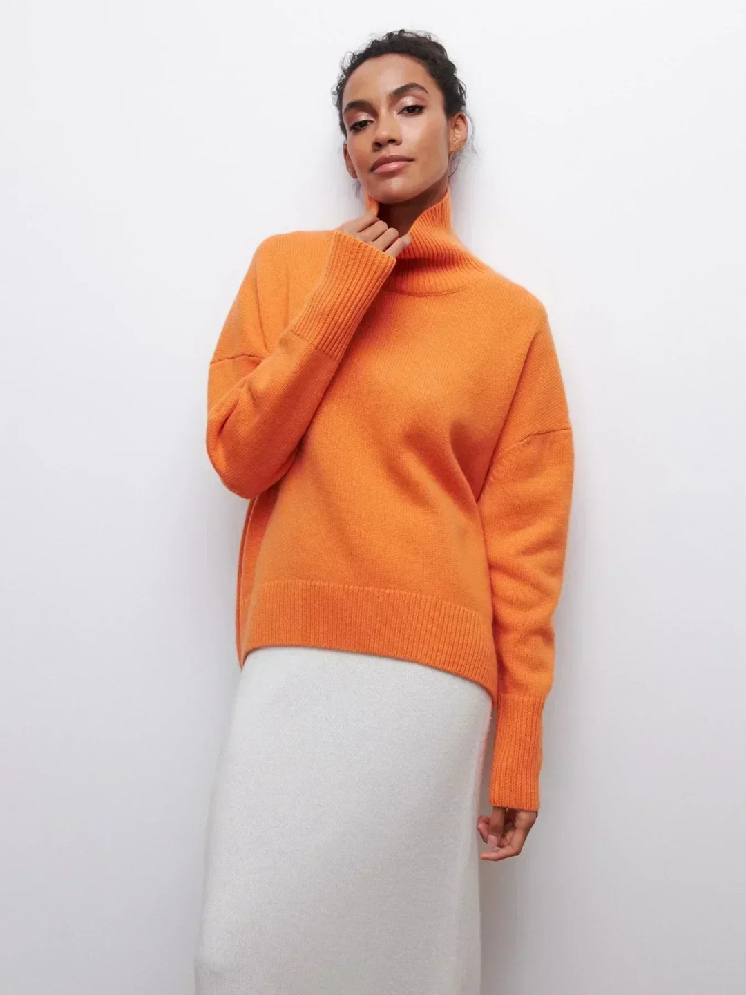 Elegant Oversized Turtleneck Knit Sweater