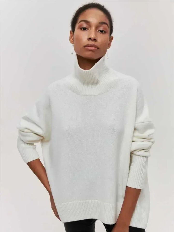 Elegant Oversized Turtleneck Knit Sweater