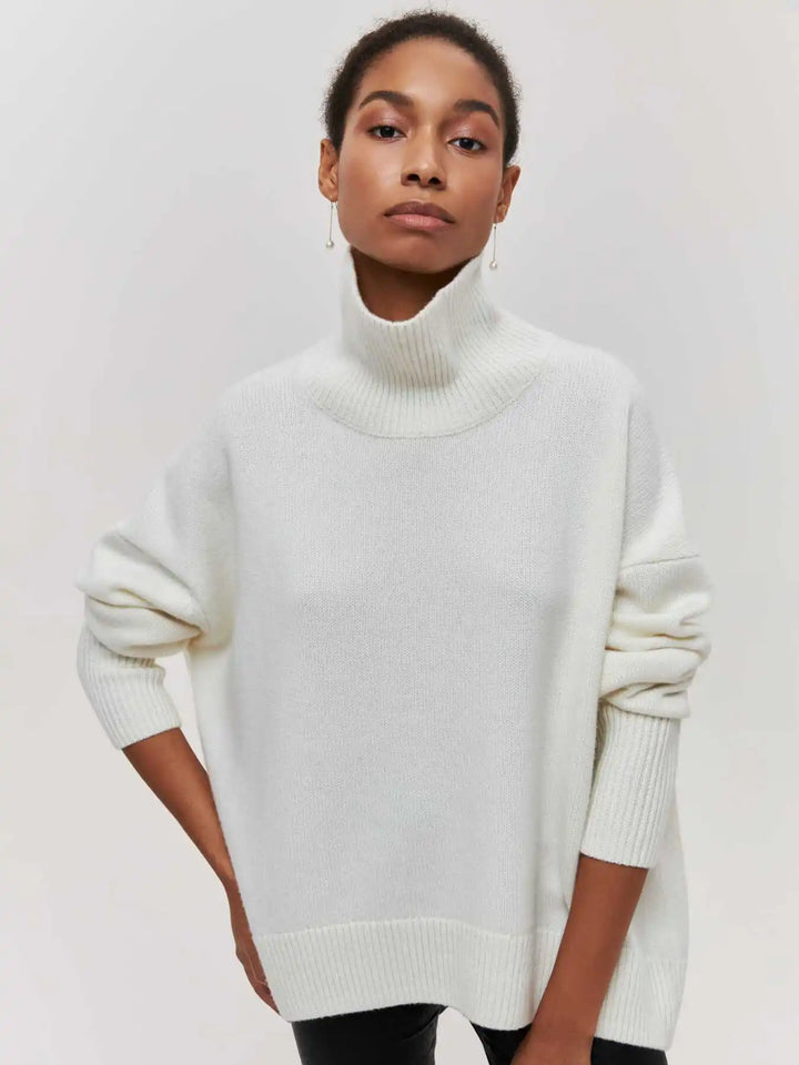 Elegant Oversized Turtleneck Knit Sweater