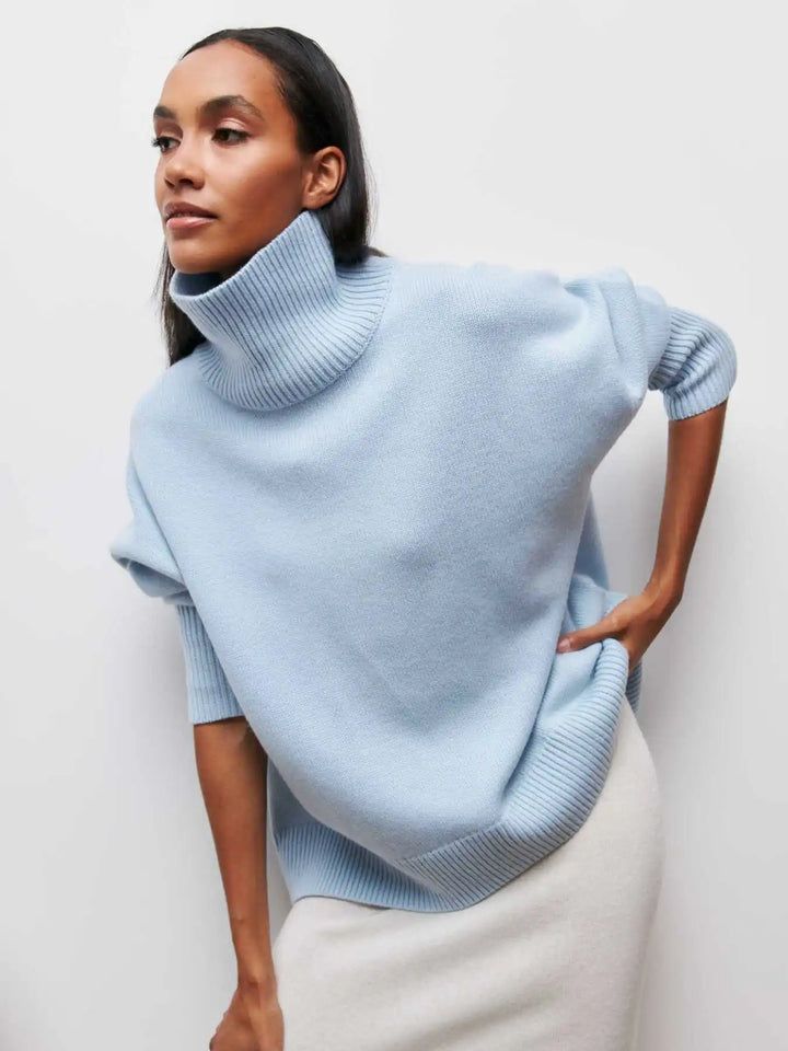 Elegant Oversized Turtleneck Knit Sweater