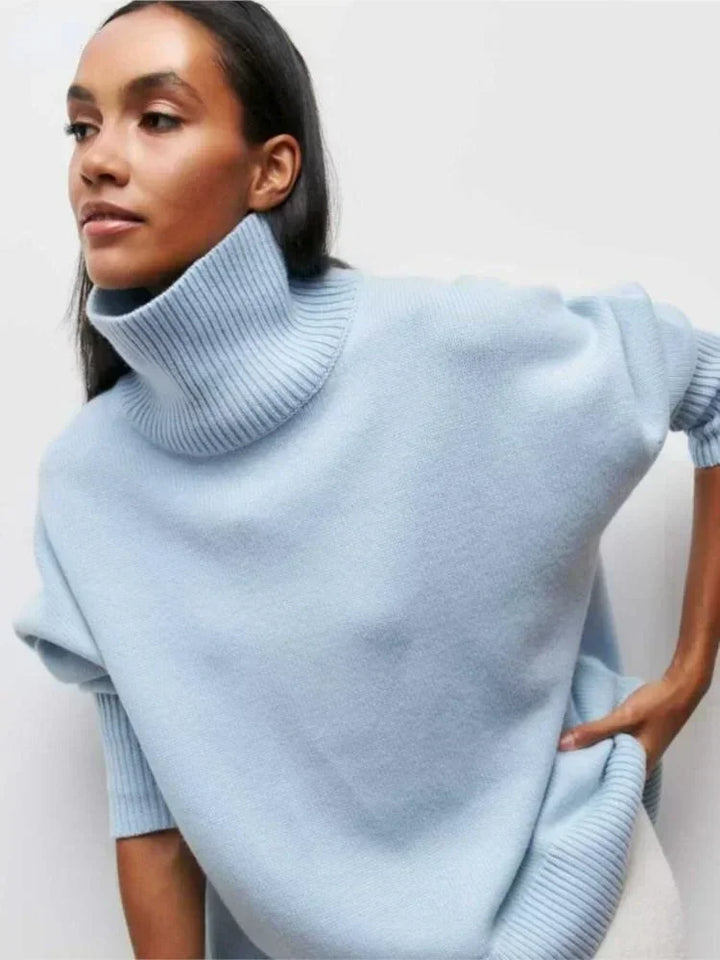 Elegant Oversized Turtleneck Knit Sweater