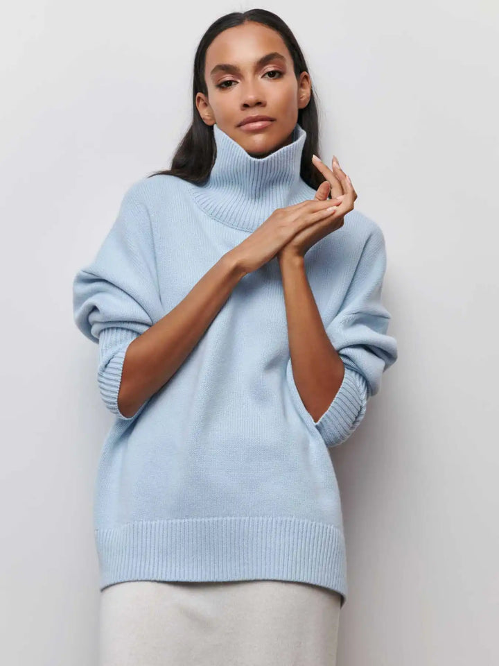Elegant Oversized Turtleneck Knit Sweater