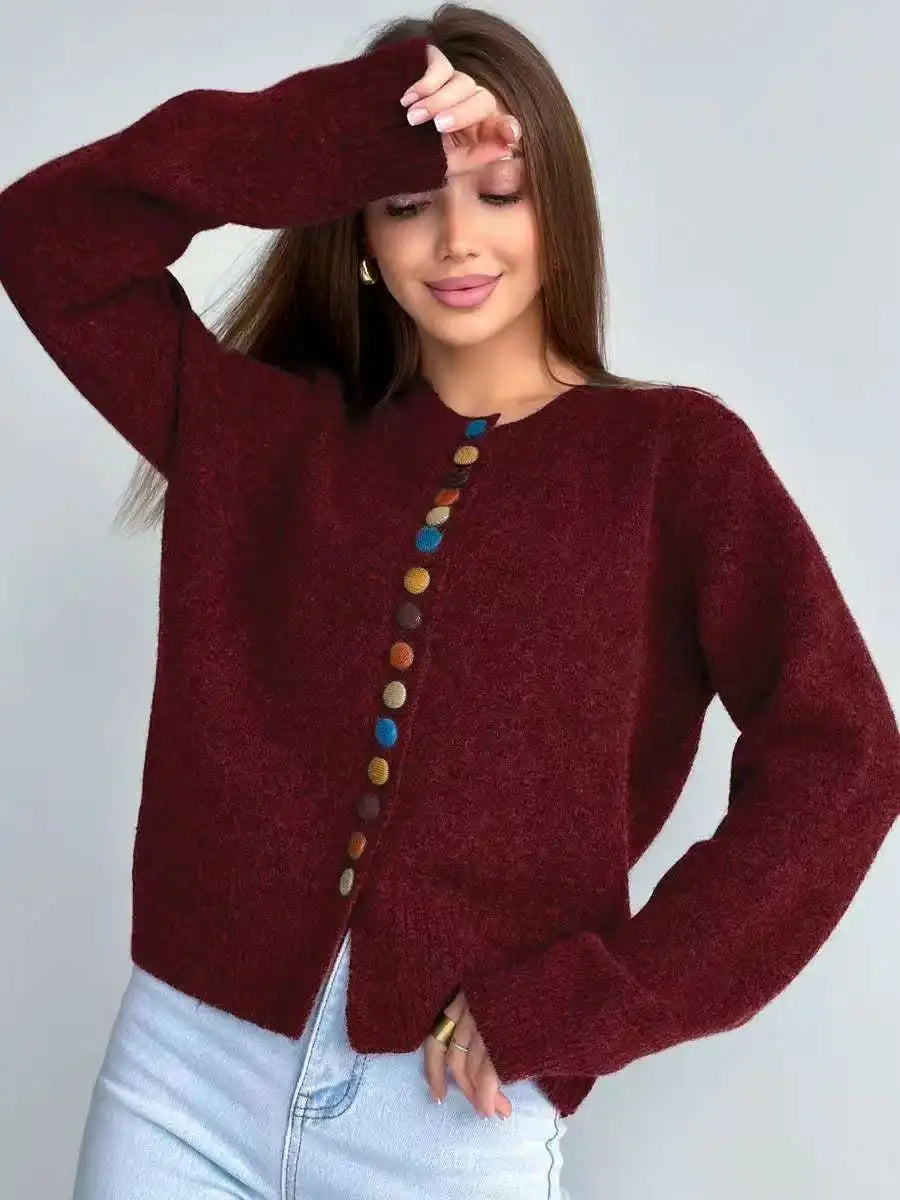 BUTTON-ACCENT CARDIGAN