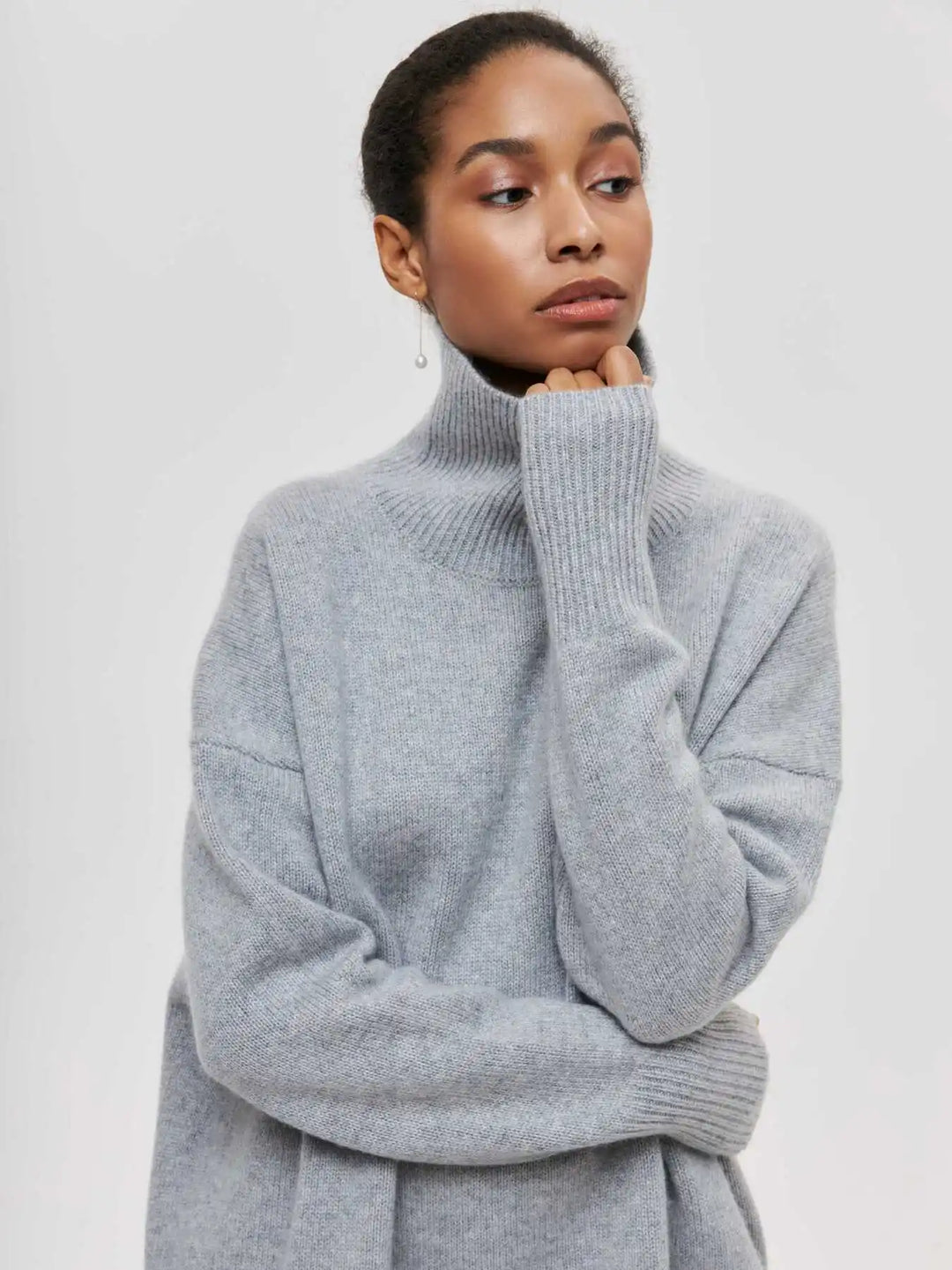 Elegant Oversized Turtleneck Knit Sweater