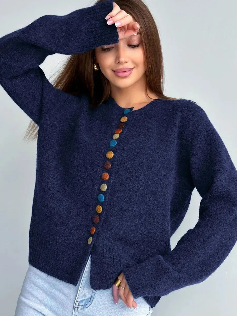 BUTTON-ACCENT CARDIGAN