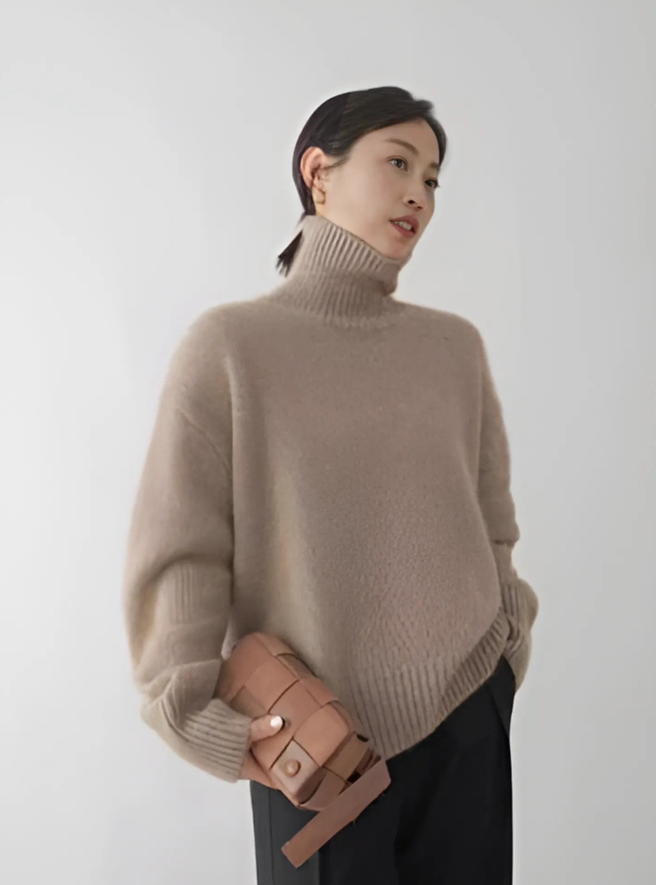 High Collar Loose Knitted Sweater
