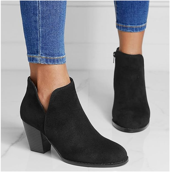 Pointed Ankle Boot With Suede Effect