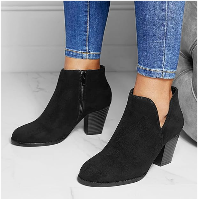 Pointed Ankle Boot With Suede Effect