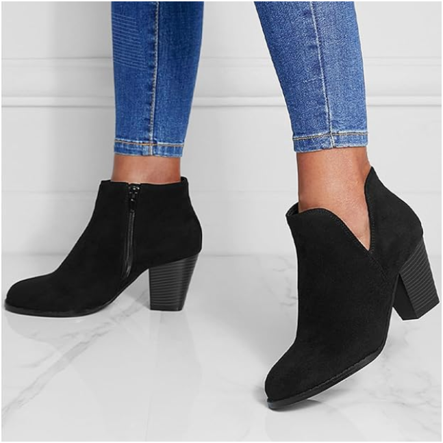 Pointed Ankle Boot With Suede Effect