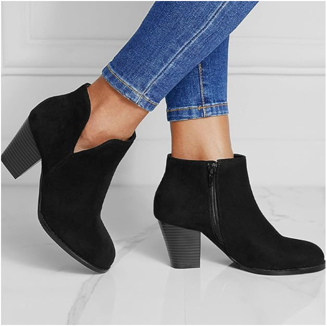 Pointed Ankle Boot With Suede Effect