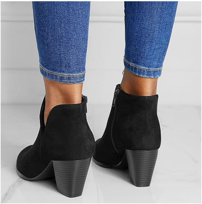Pointed Ankle Boot With Suede Effect