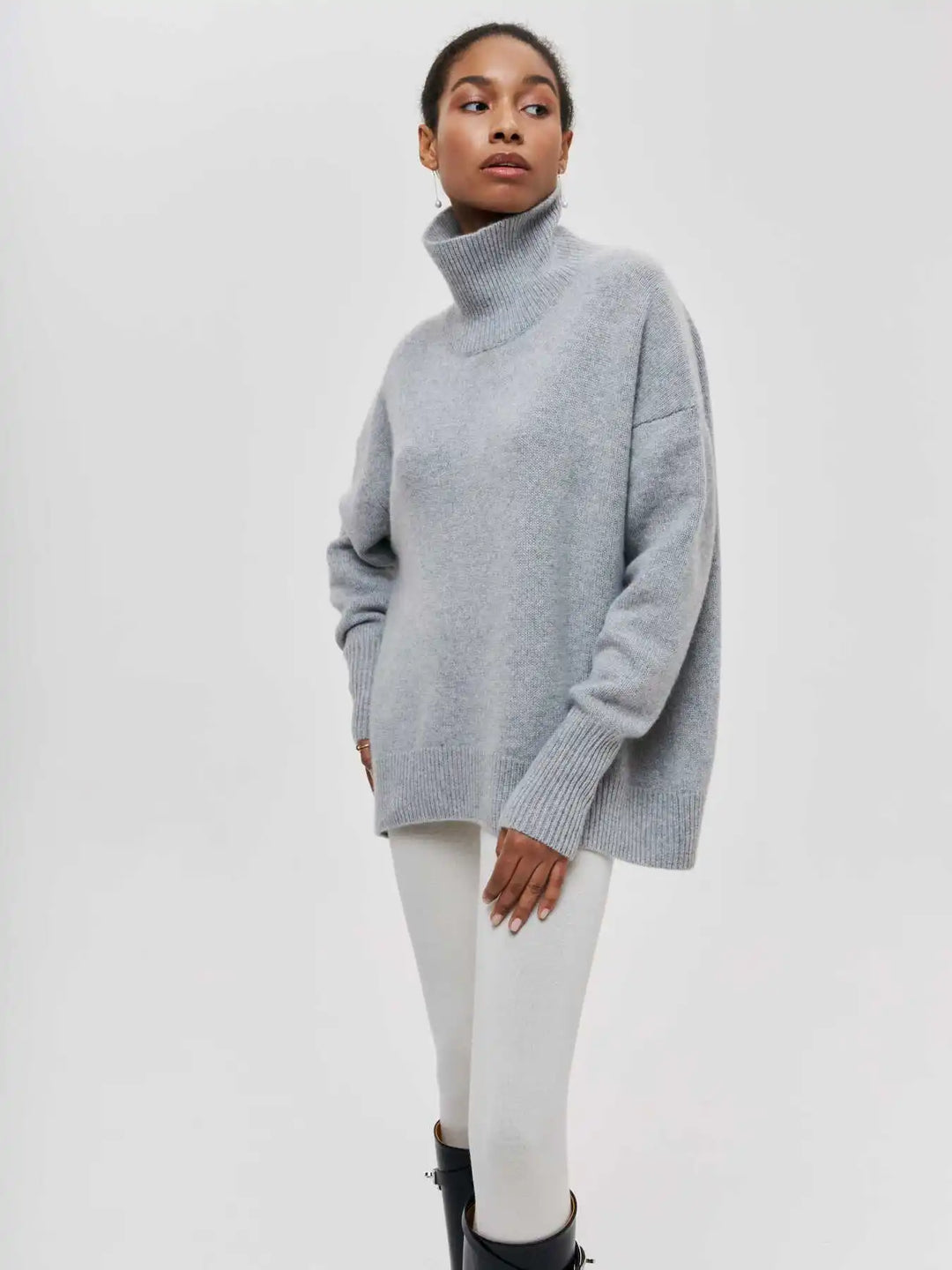 Elegant Oversized Turtleneck Knit Sweater