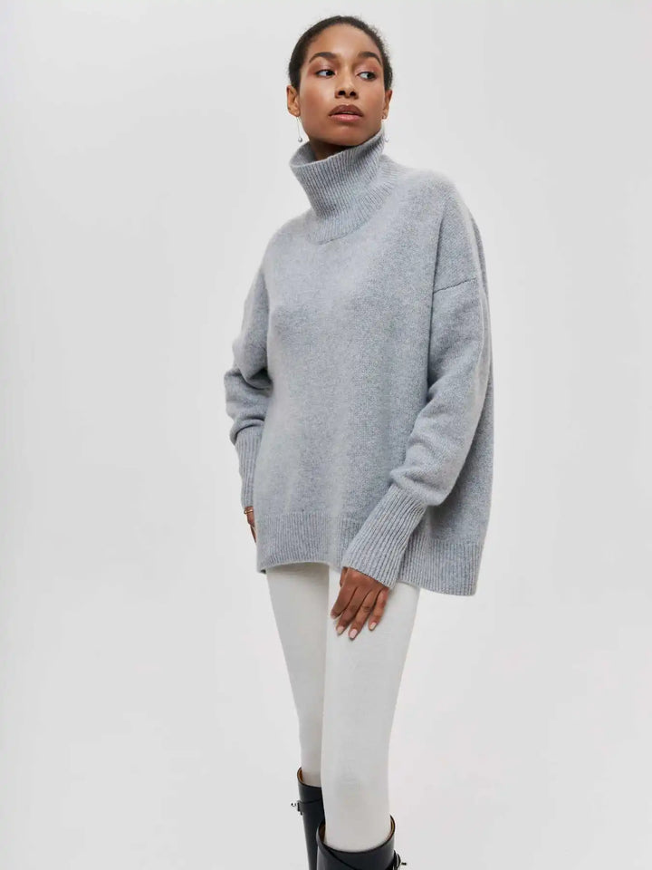 Elegant Oversized Turtleneck Knit Sweater