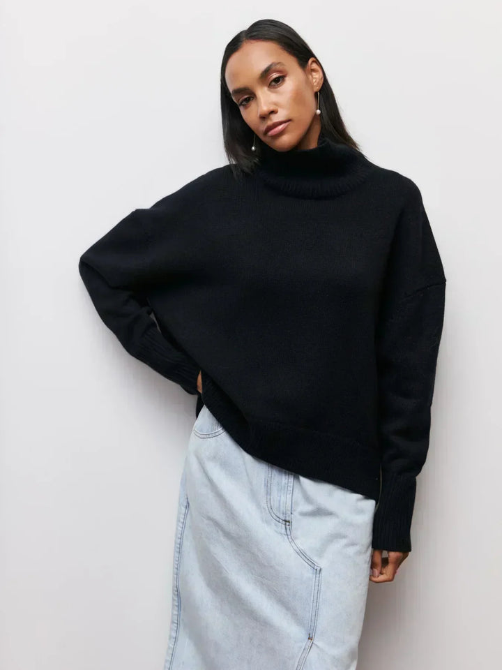Elegant Oversized Turtleneck Knit Sweater