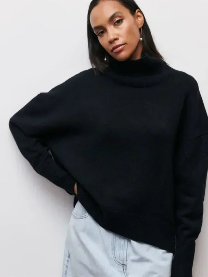 Elegant Oversized Turtleneck Knit Sweater