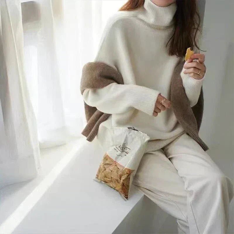 High Collar Loose Knitted Sweater